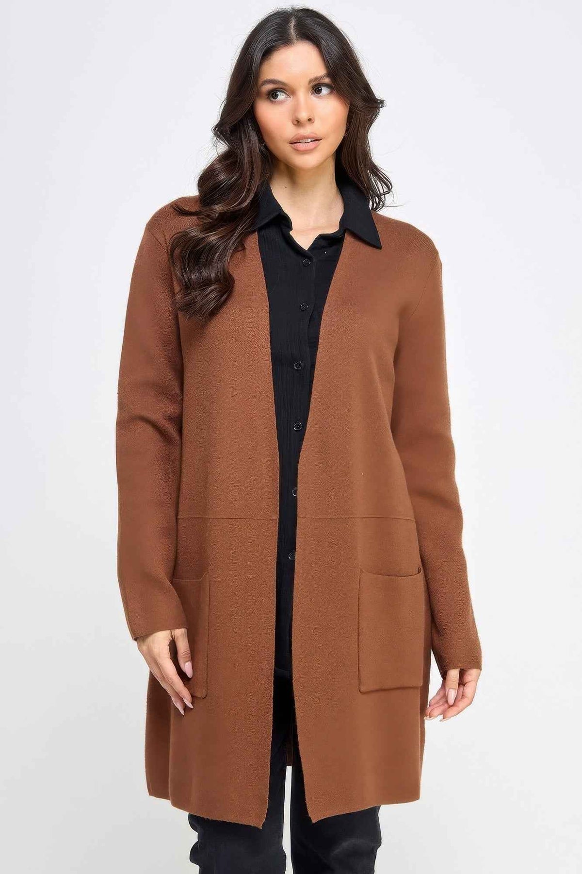 Wrapped in Autumn: The Basic Soft Long Line Open Front Sweater Cardigan