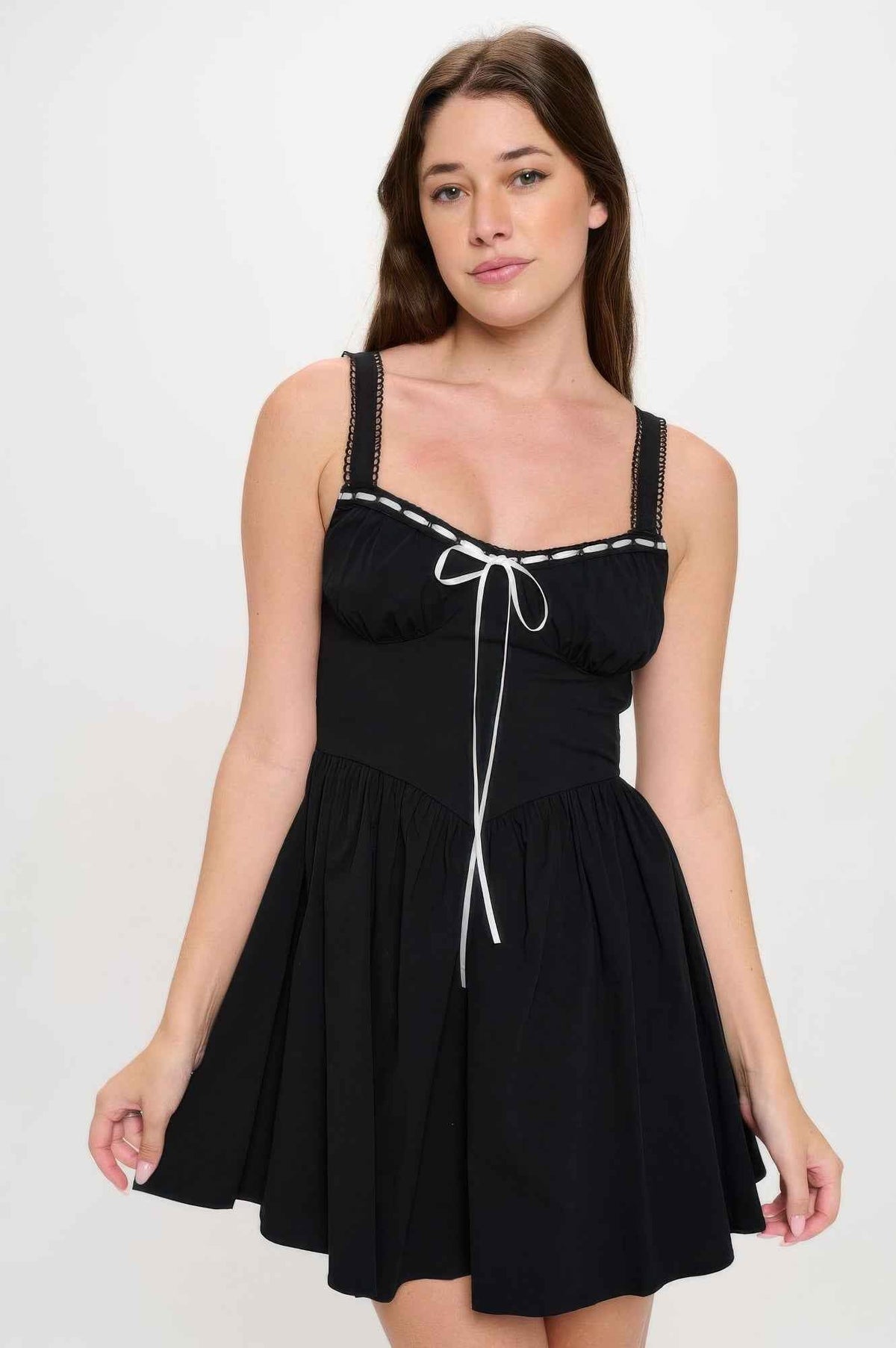 Tied for the Holidays: The Front Ribbon Tie Bustier Dress