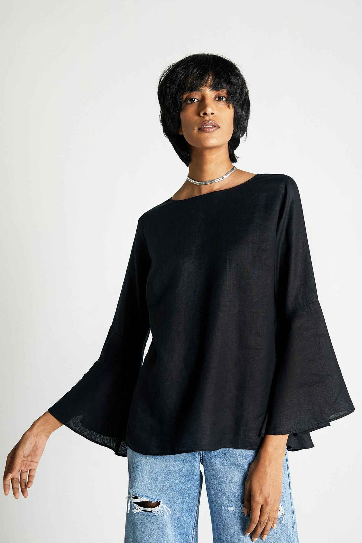 The Button Back Shirt with bell sleeves