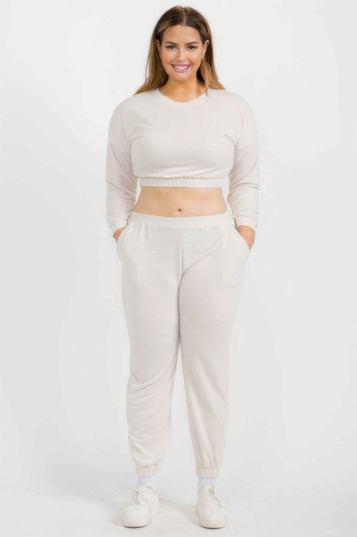 Relaxed Fall Weekends: The Plus Size French Terry Pullover & Joggers Set