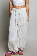 POL Patchwork Mixed Knit Wide Leg Pants