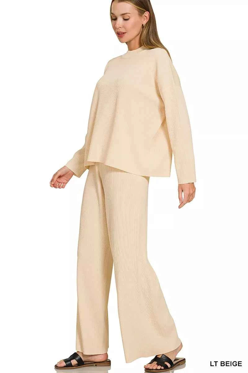 Zenana Viscose Sweater Top & Pants Set