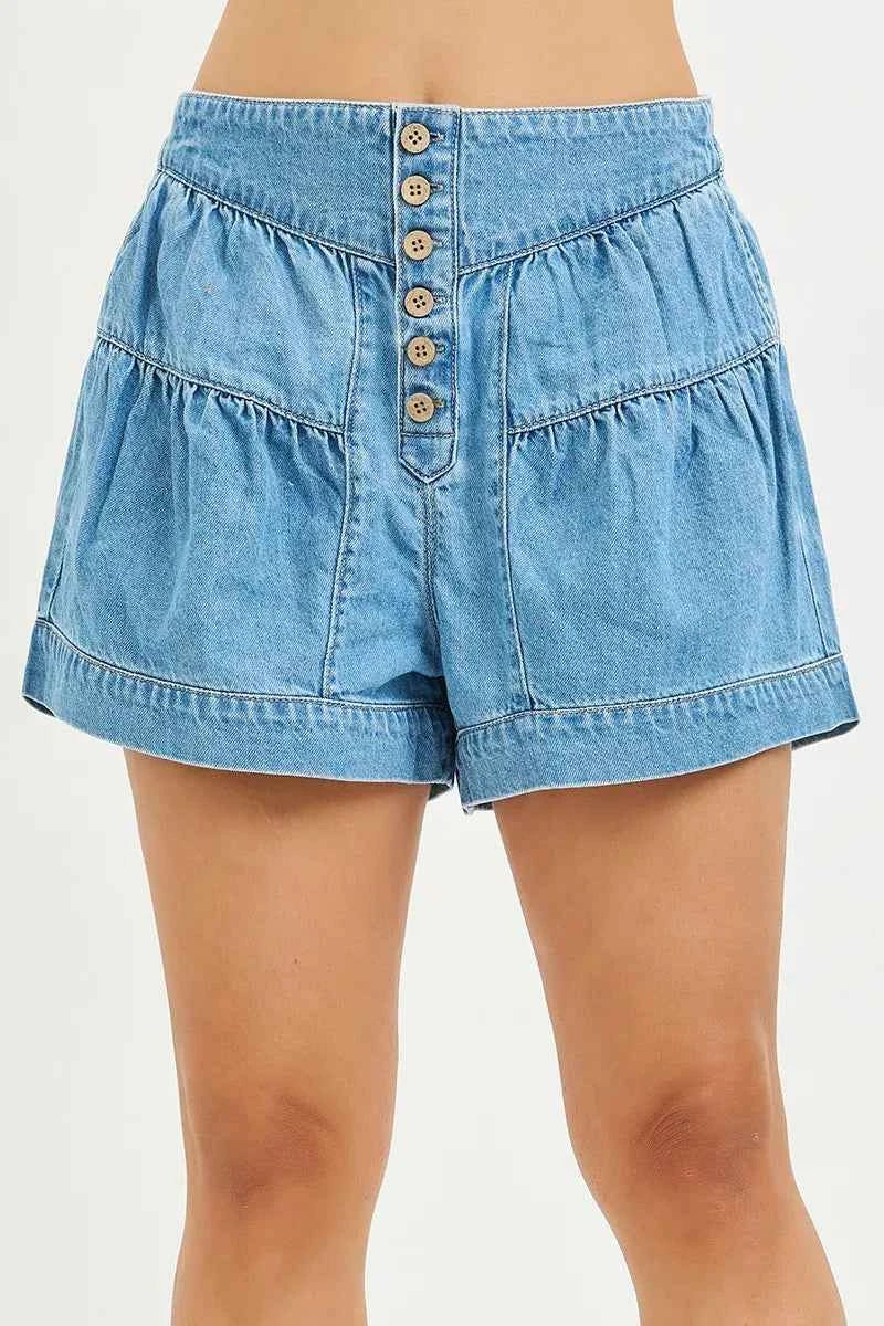 Slouchy Shorts With Shirred Detail - RISEN