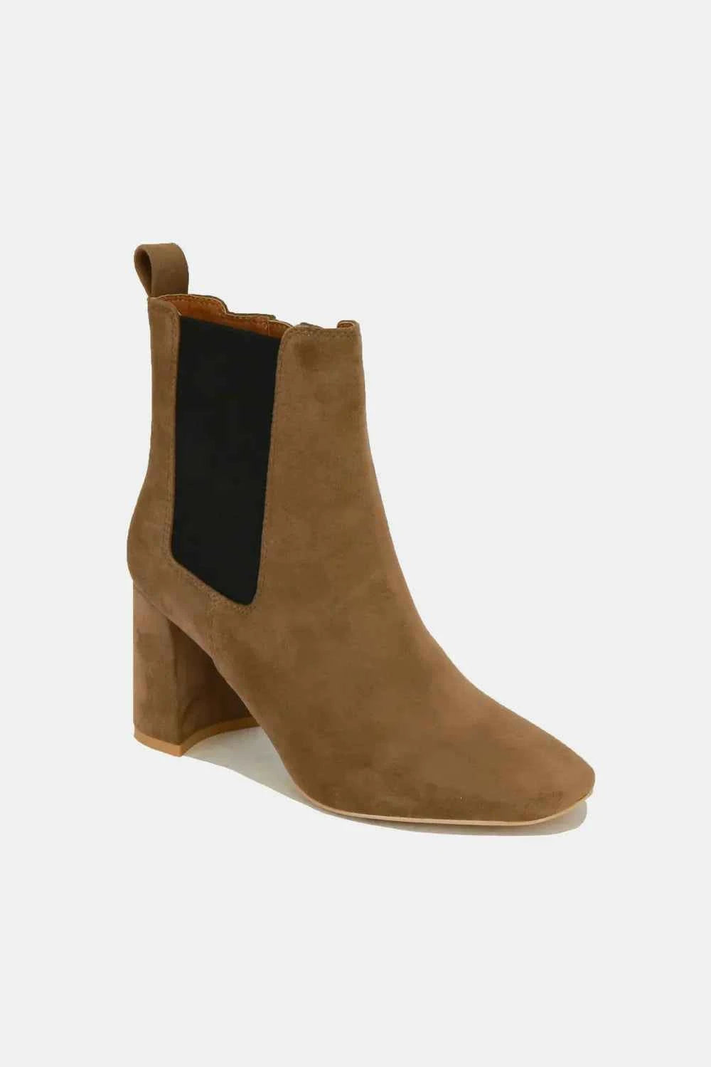 Faux Suede Block Heel Chelsea Boots - Beast Fashion