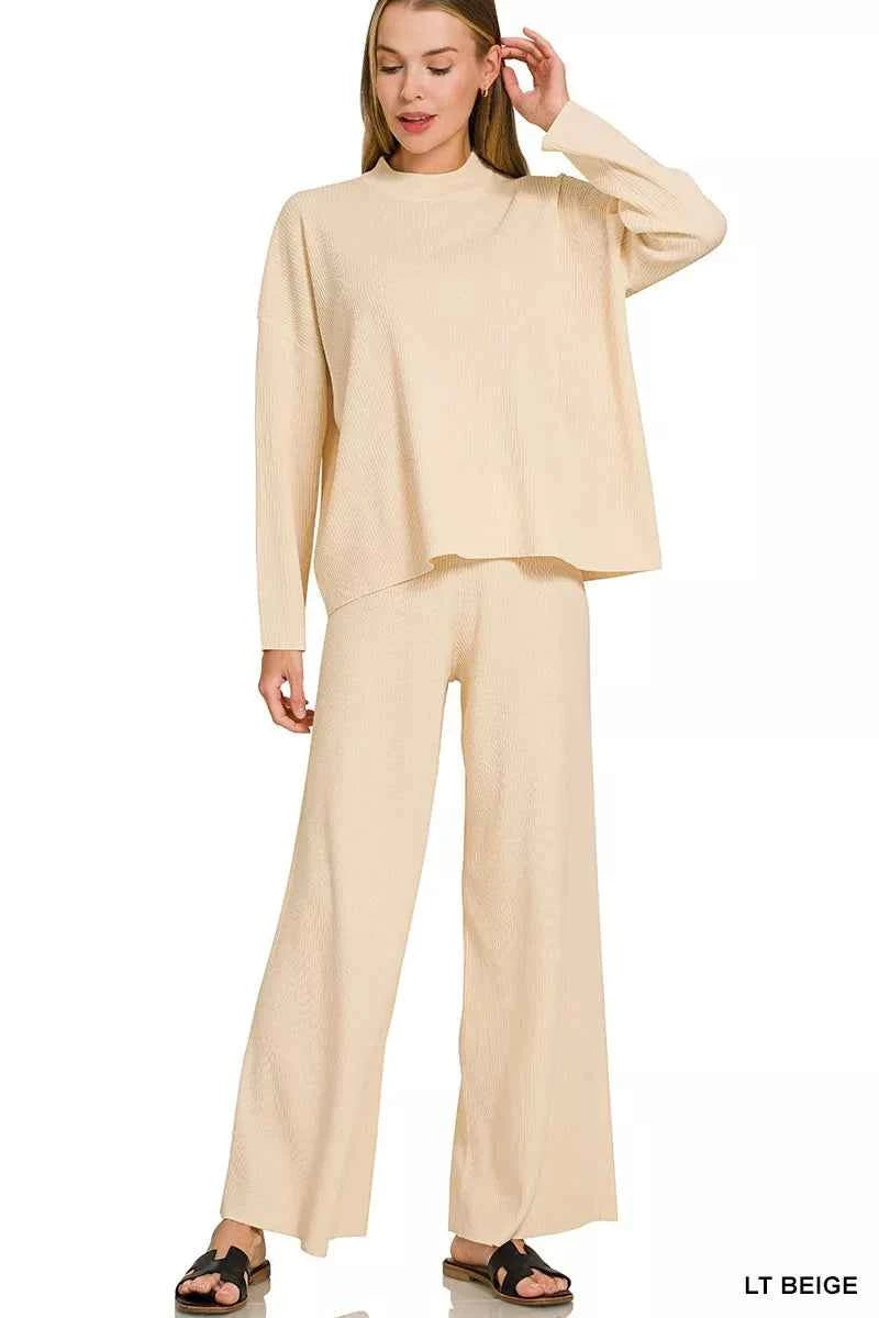 Zenana Viscose Sweater Top & Pants Set