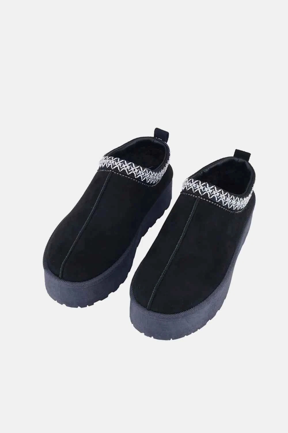 Platform Embroidered Trim Slip-On Boots - Weeboo