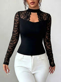 Lace Trim Cutout Front Top