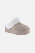 Thick Bottom Fur Trim Snow Slippers - Weeboo