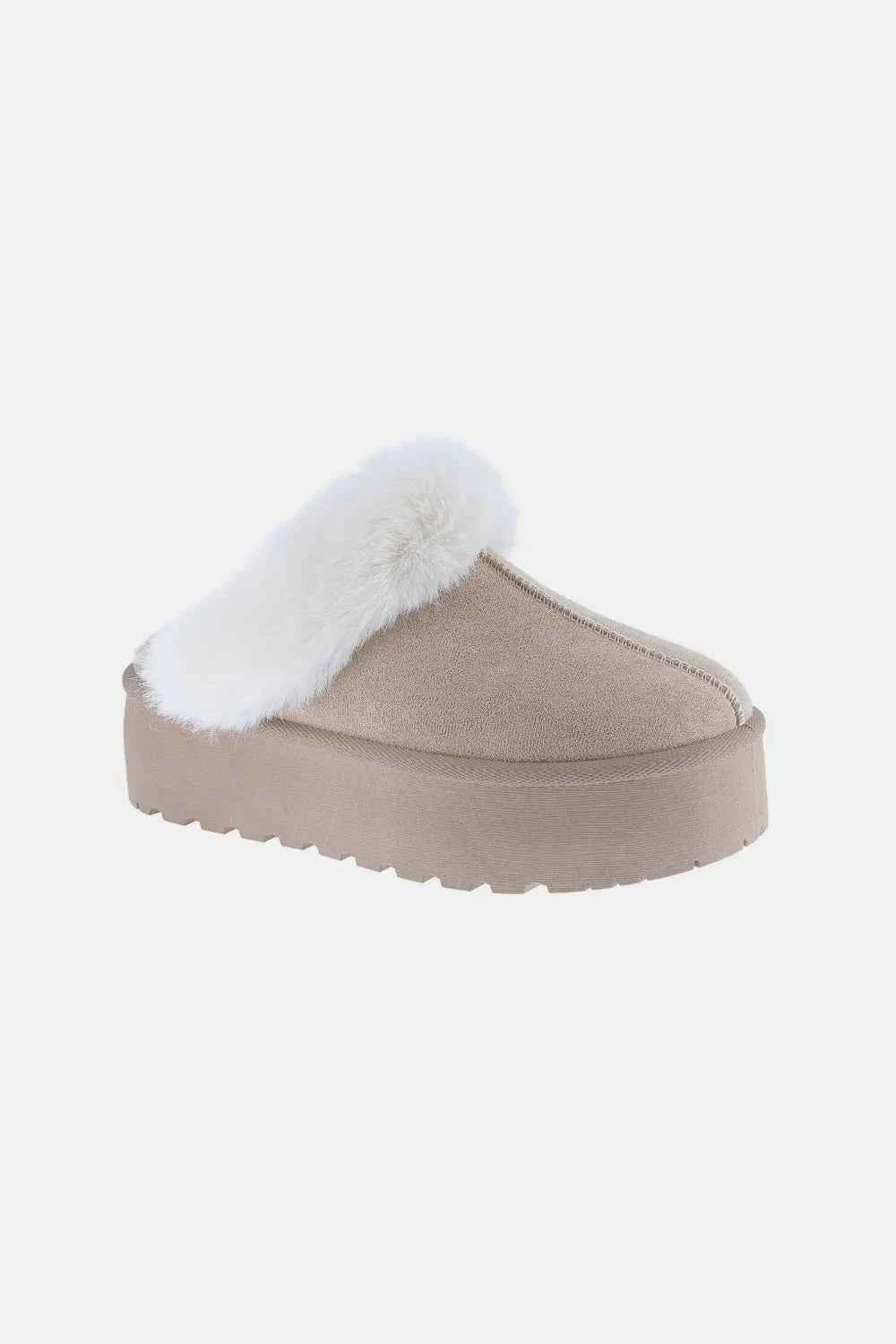 Thick Bottom Fur Trim Snow Slippers - Weeboo