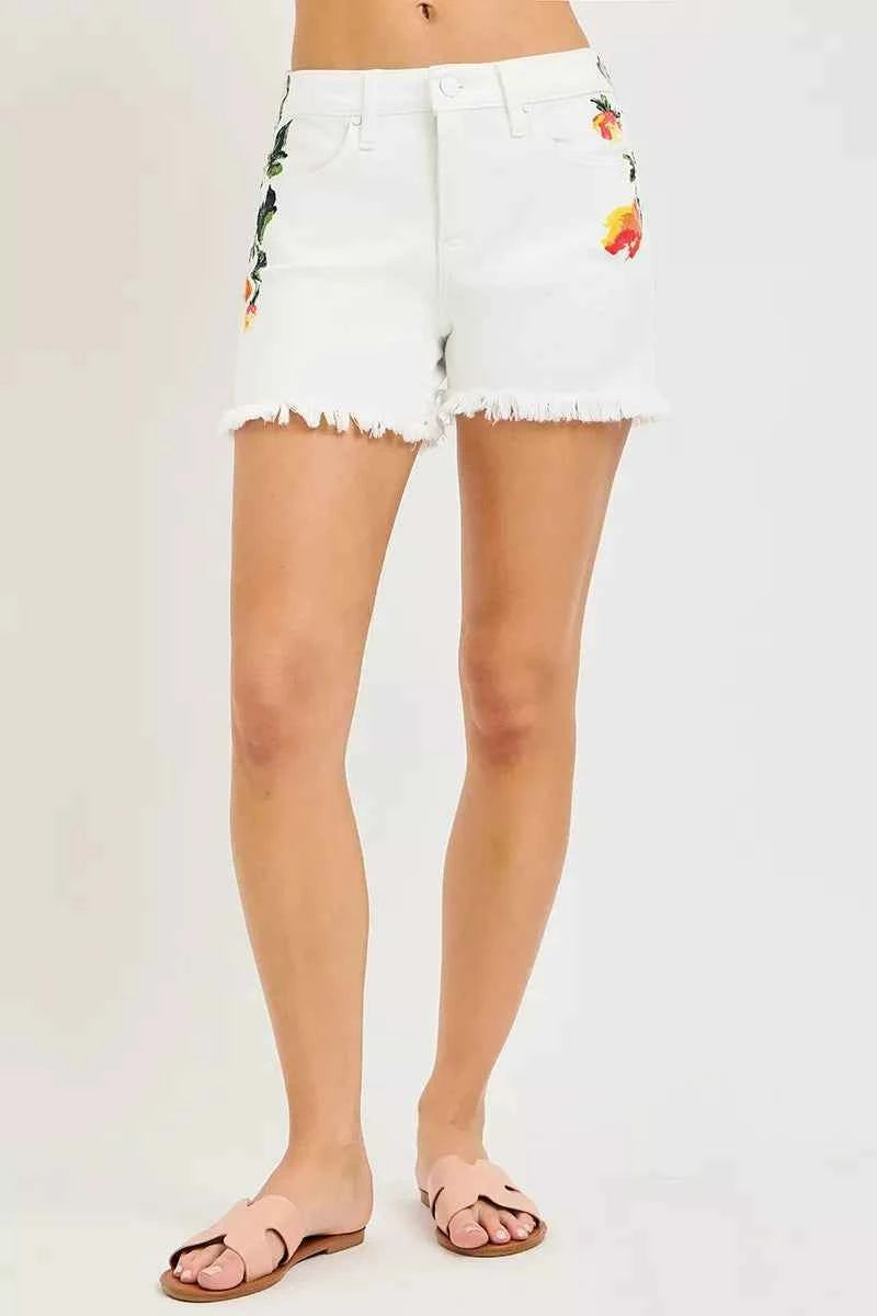RISEN Tummy Control High Rise Flower Printed Shorts
