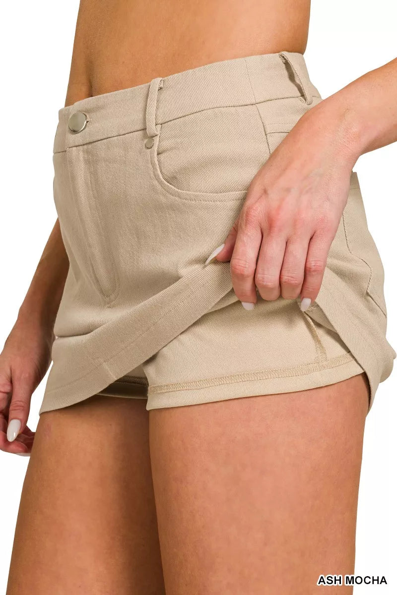 Cotton Twill Lined Mini Skirts