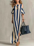 Striped Cold Shoulder Maxi Dress