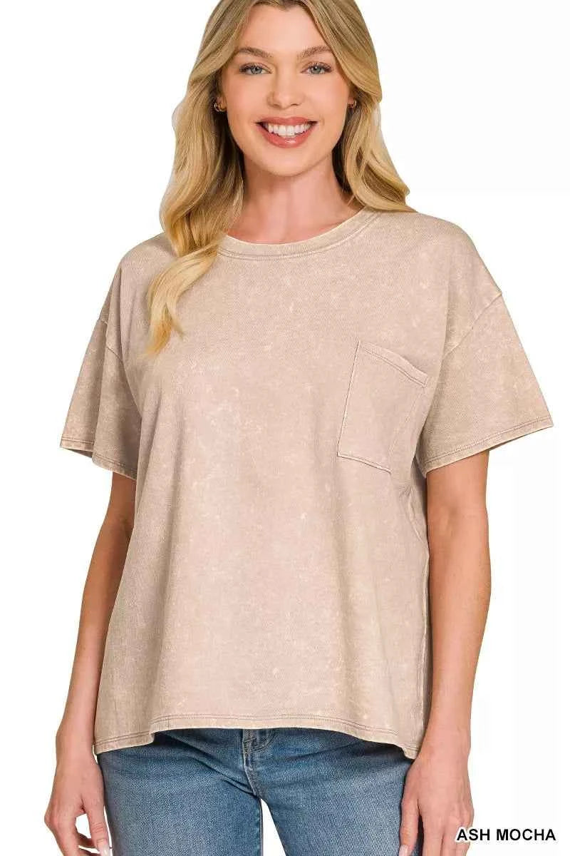 Zenana French Terry Acid Washed Relaxed Top & Short Set