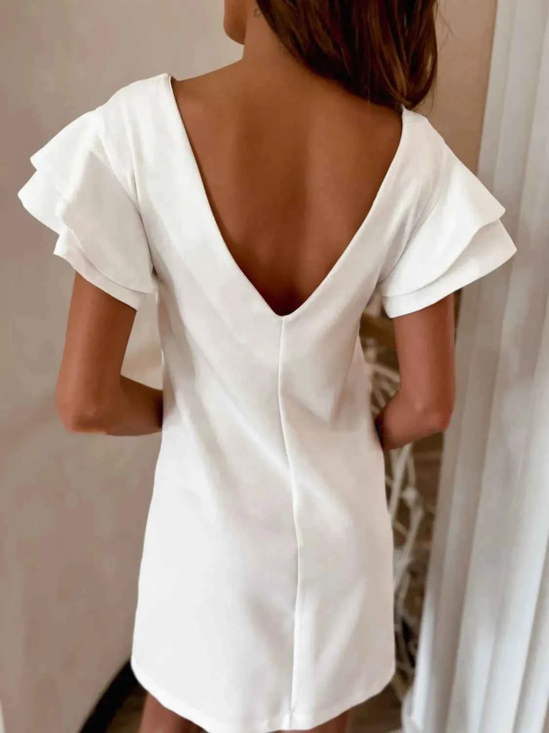Ruffled Layered Short Sleeve Mini Dress