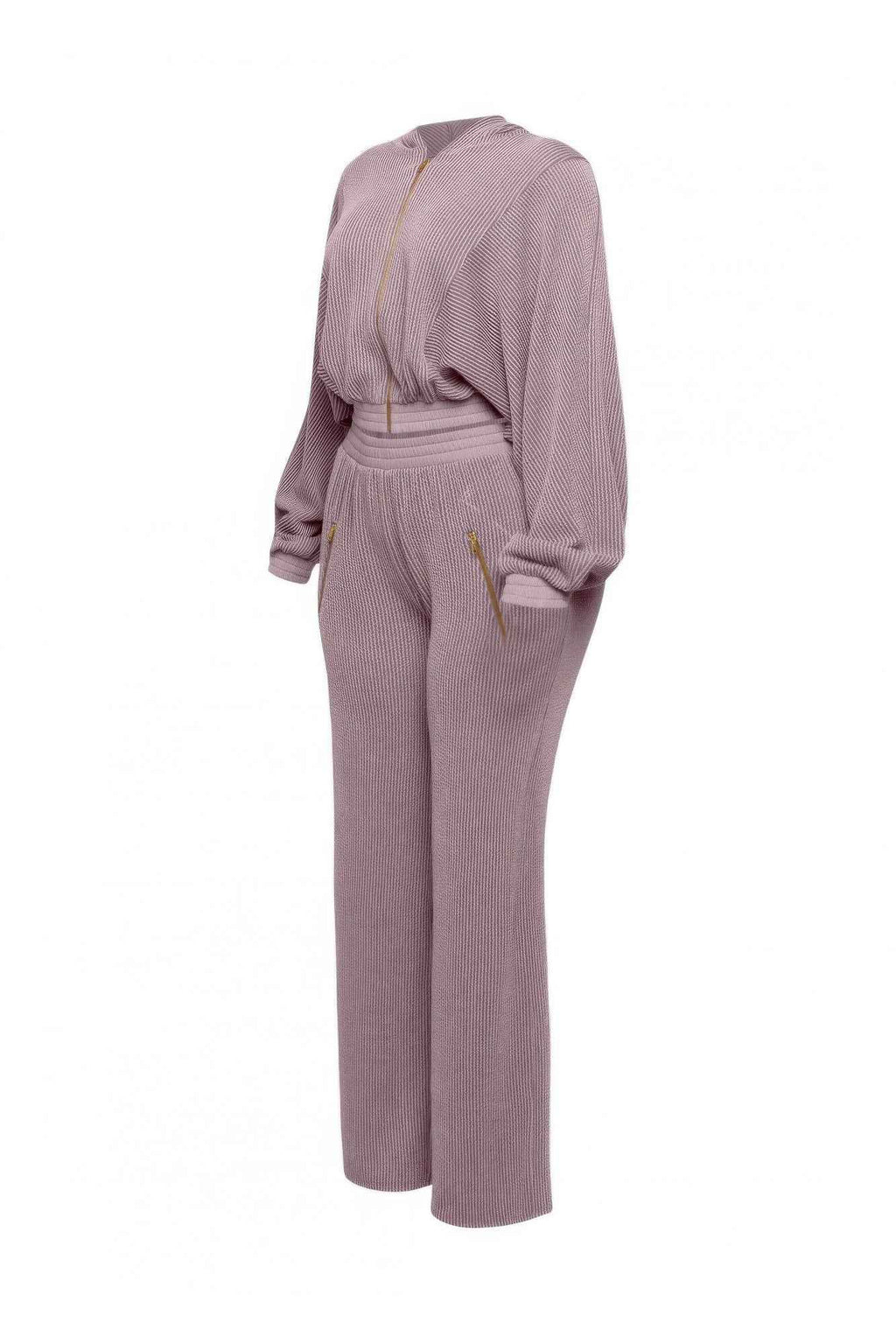 Zipper Closure Hoodie Jacket & Pants Set