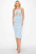 Checker Front Knot Smocked Midi Dress