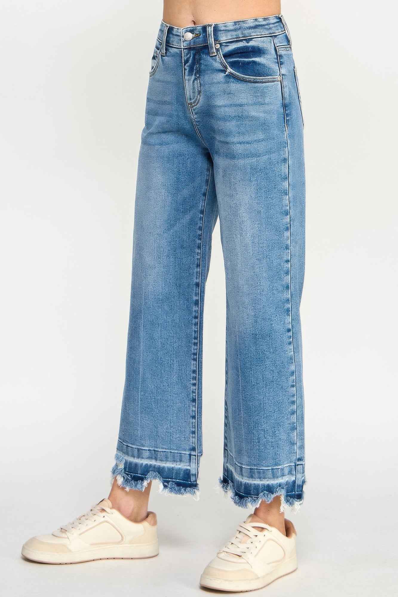 Tummy Control High Rise Crop Wide W/ Released Hem