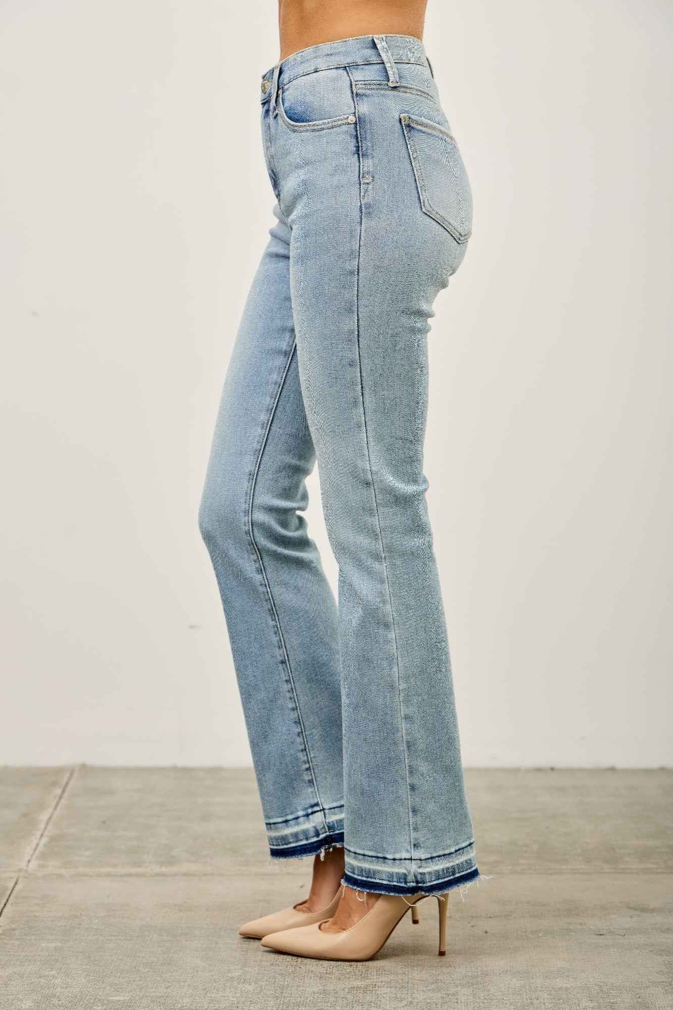 Mid Rise Flare With Released Hem