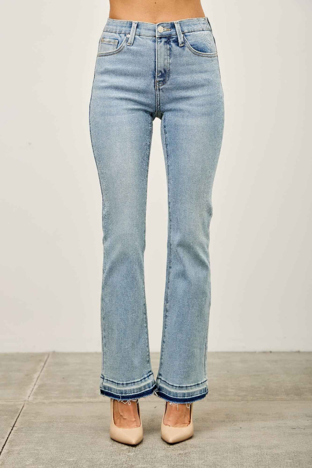 Mid Rise Flare With Released Hem