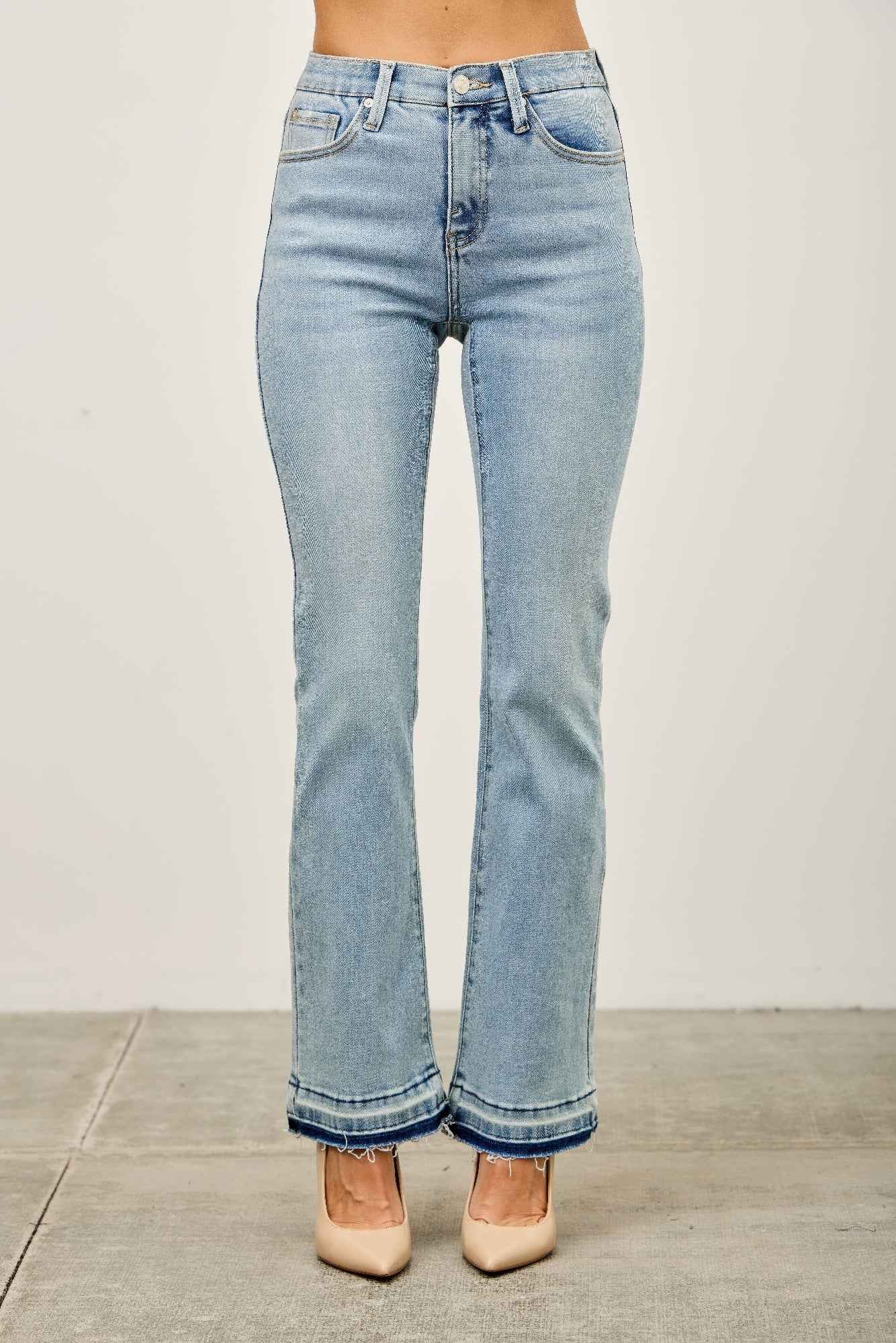 Mid Rise Flare With Released Hem