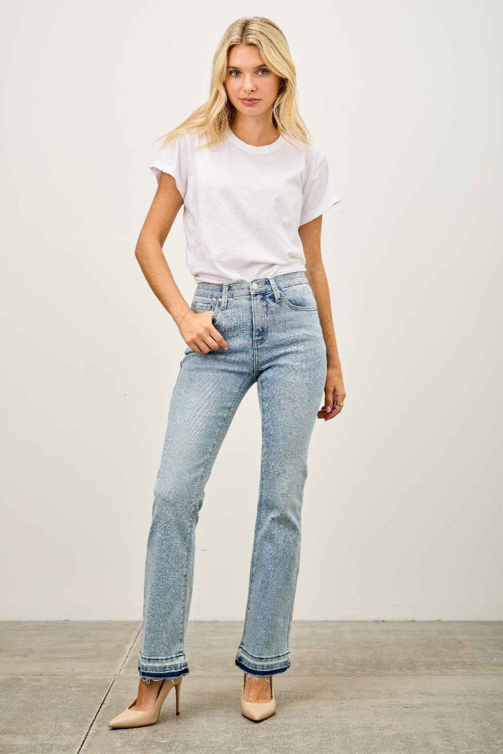 Mid Rise Flare With Released Hem