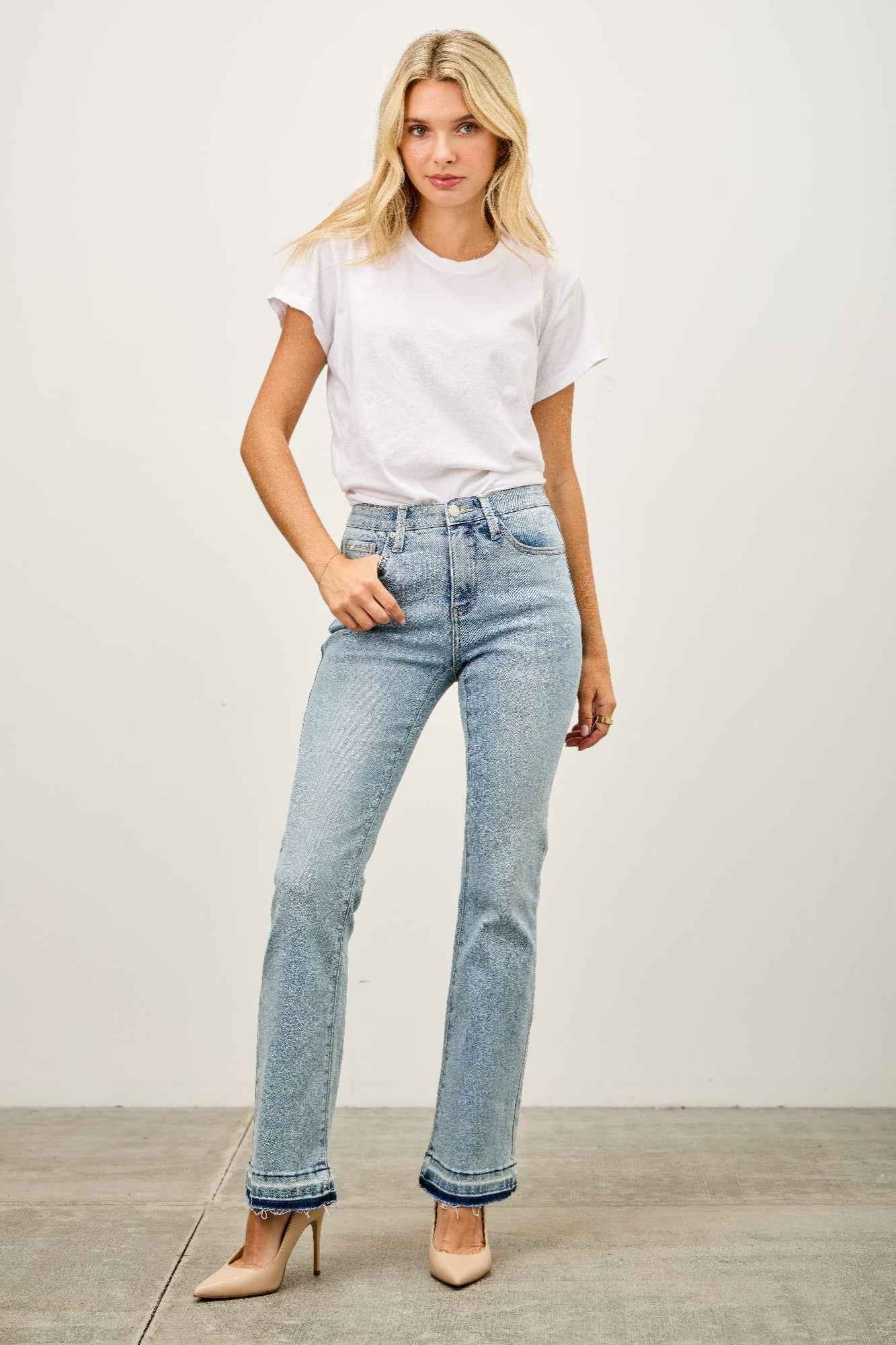 Mid Rise Flare With Released Hem