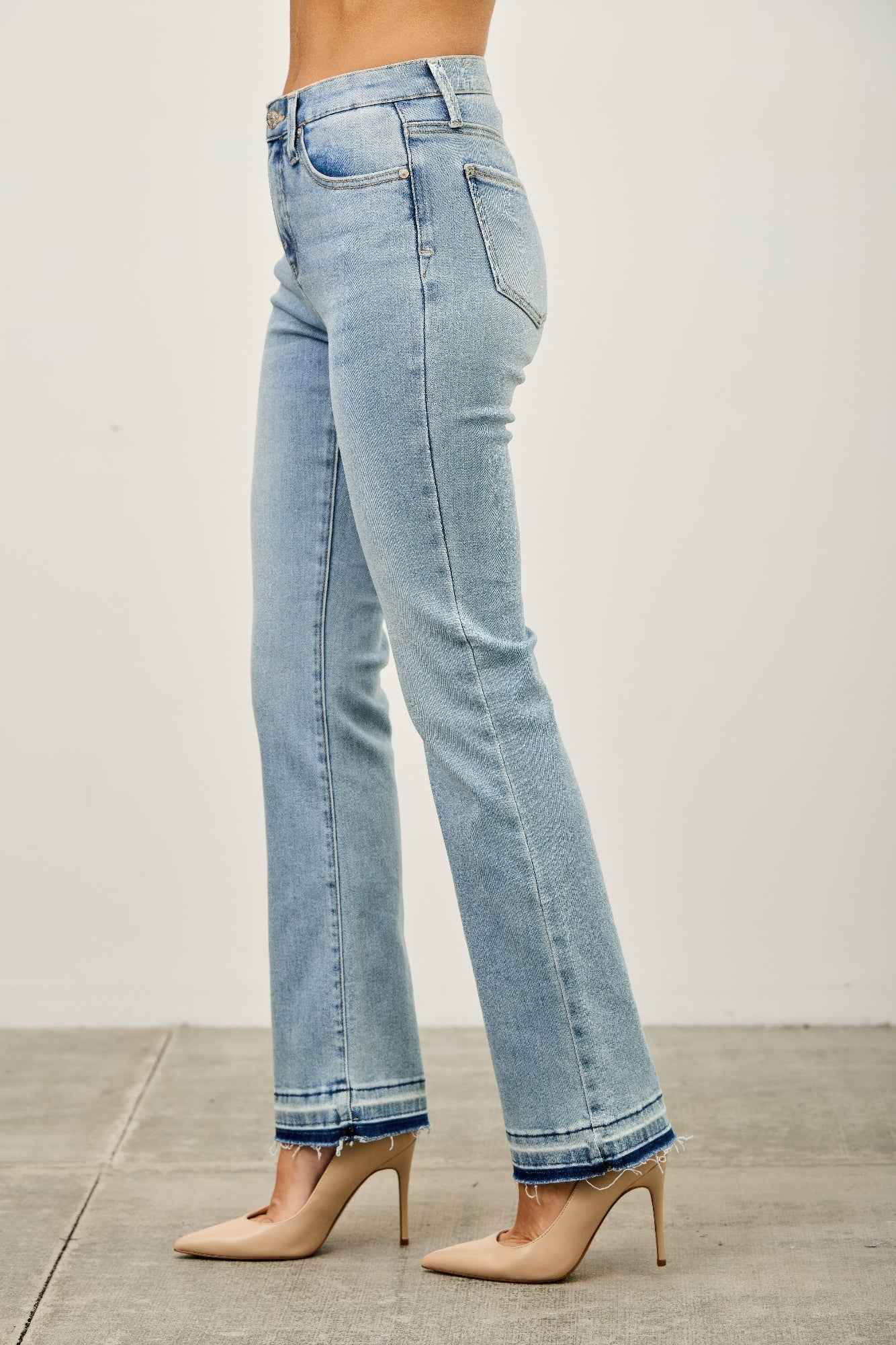 Mid Rise Flare With Released Hem
