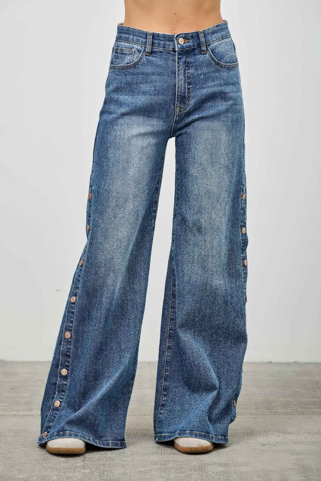 High Rise Wide Leg With Snap Buttons