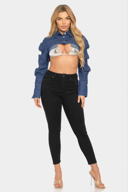 Button Down Denim Bolero
