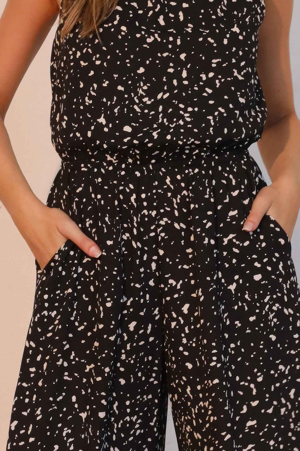 Ink Spot Sleeveless Bubble Jumpsuit