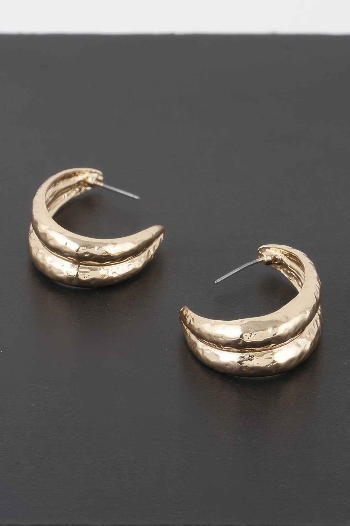 Hammered Abstract Leaf Earrings