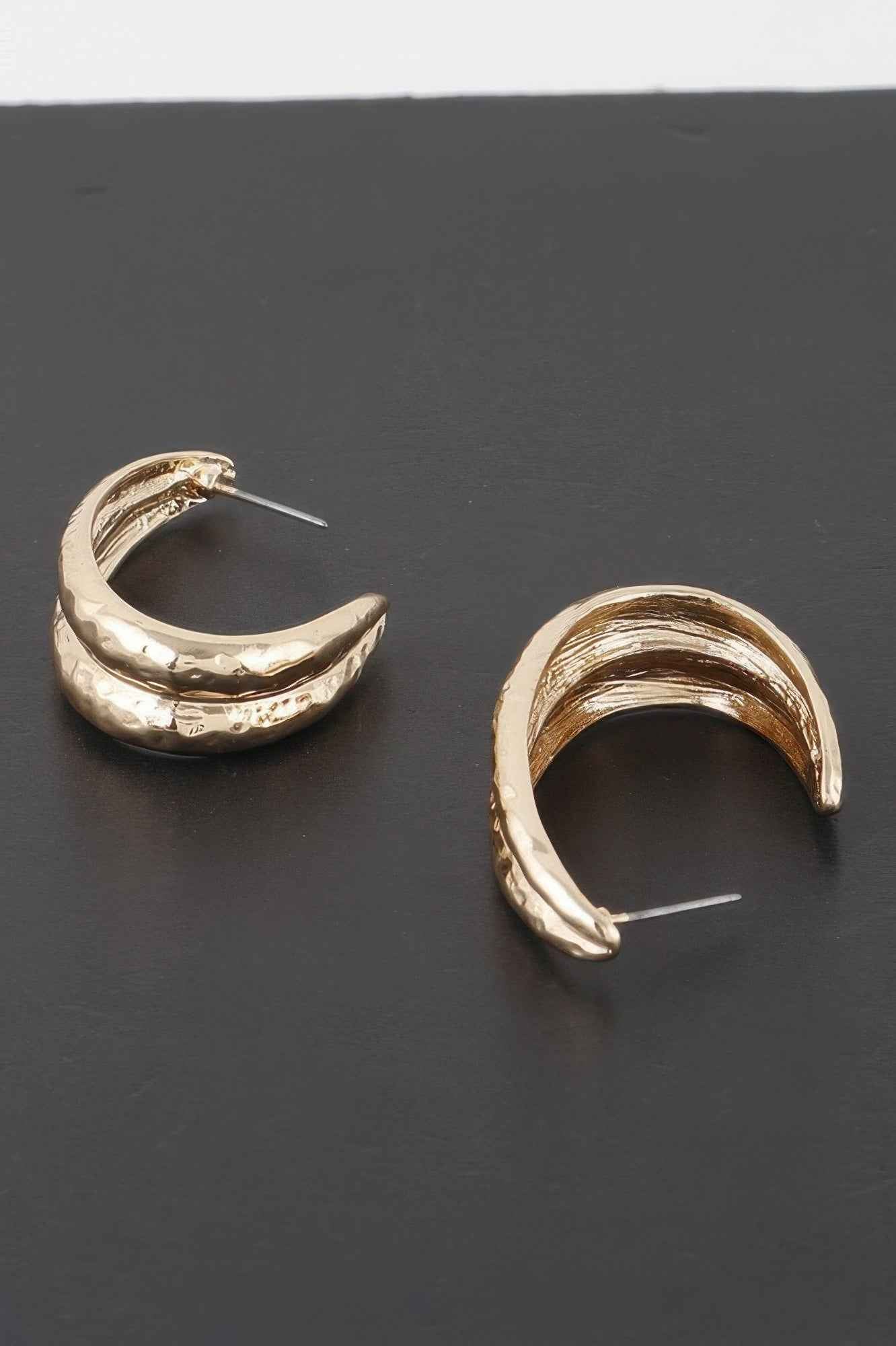 Hammered Abstract Leaf Earrings