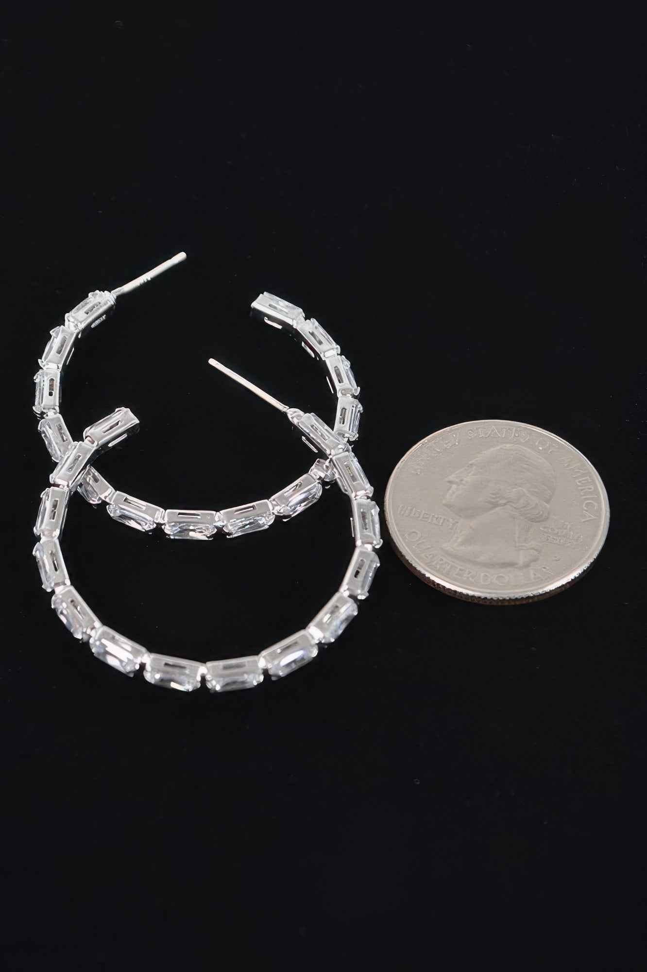 Rectangle Stone Hoop Earring