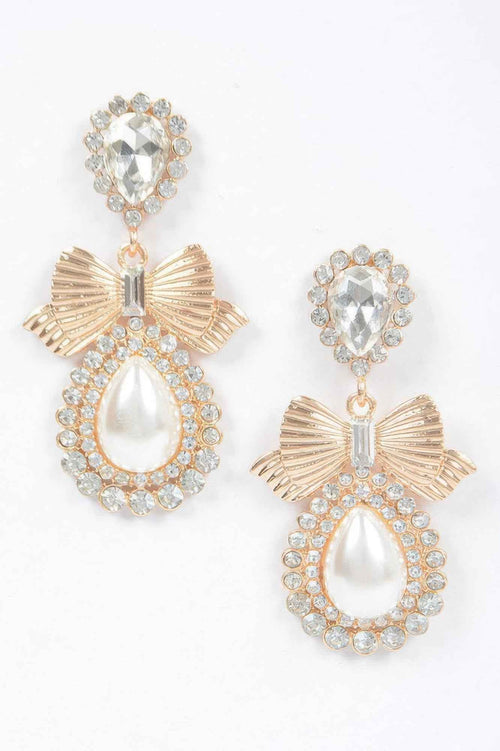 Bow Faux Pearl Earring