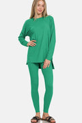 Brushed Microfiber Top and Leggings Lounge Set - Zenana