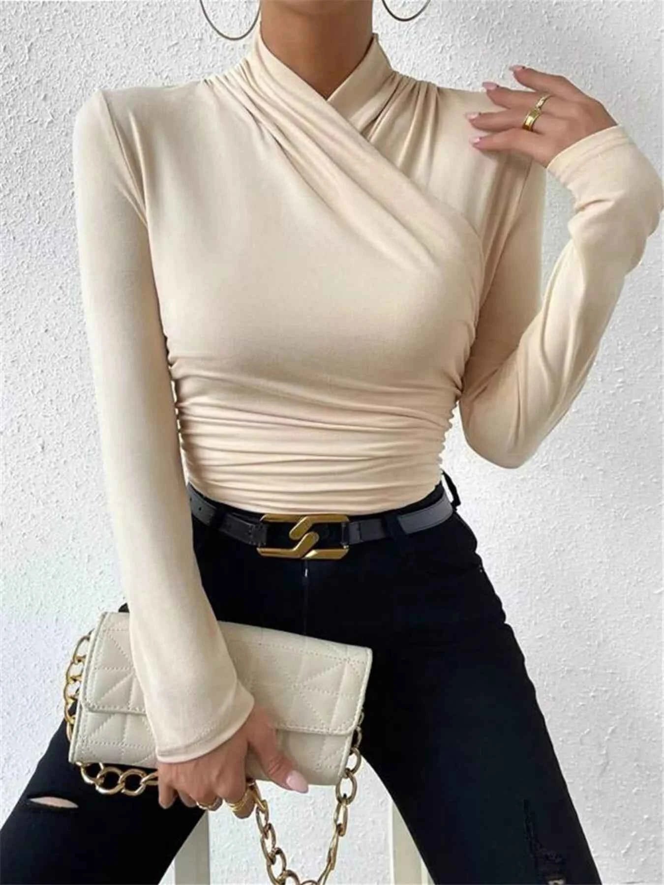 Ruched Long Sleeve Slim Fit Top