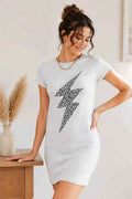 Leopard Lightning Graphic Tee Dress - Double Take
