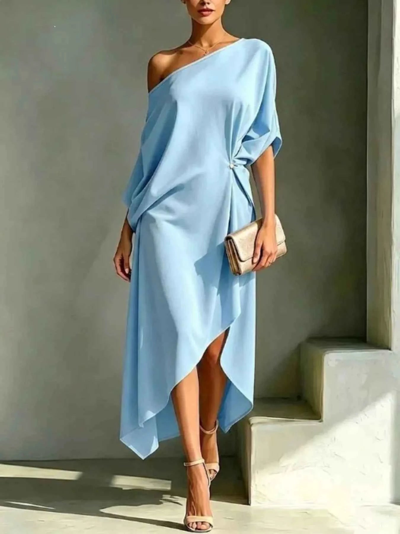 Full Size Asymmetrical One-Shoulder Drape Dress Plus Size
