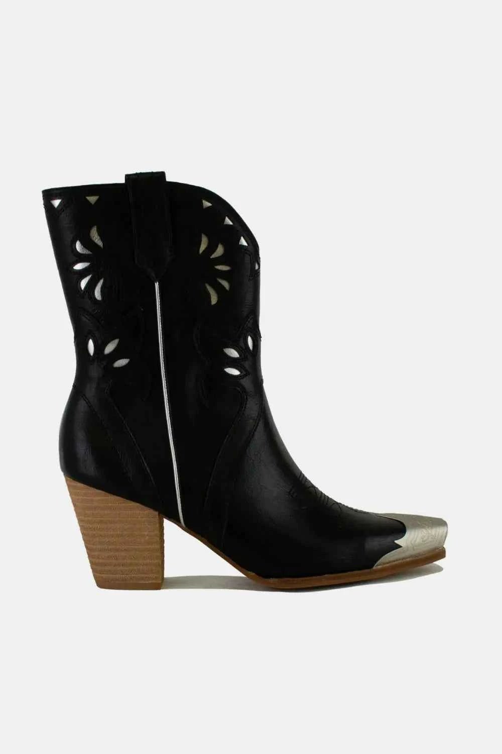 Beast Fashion Cut-Out Floral Embroidery Boots - Liorienne