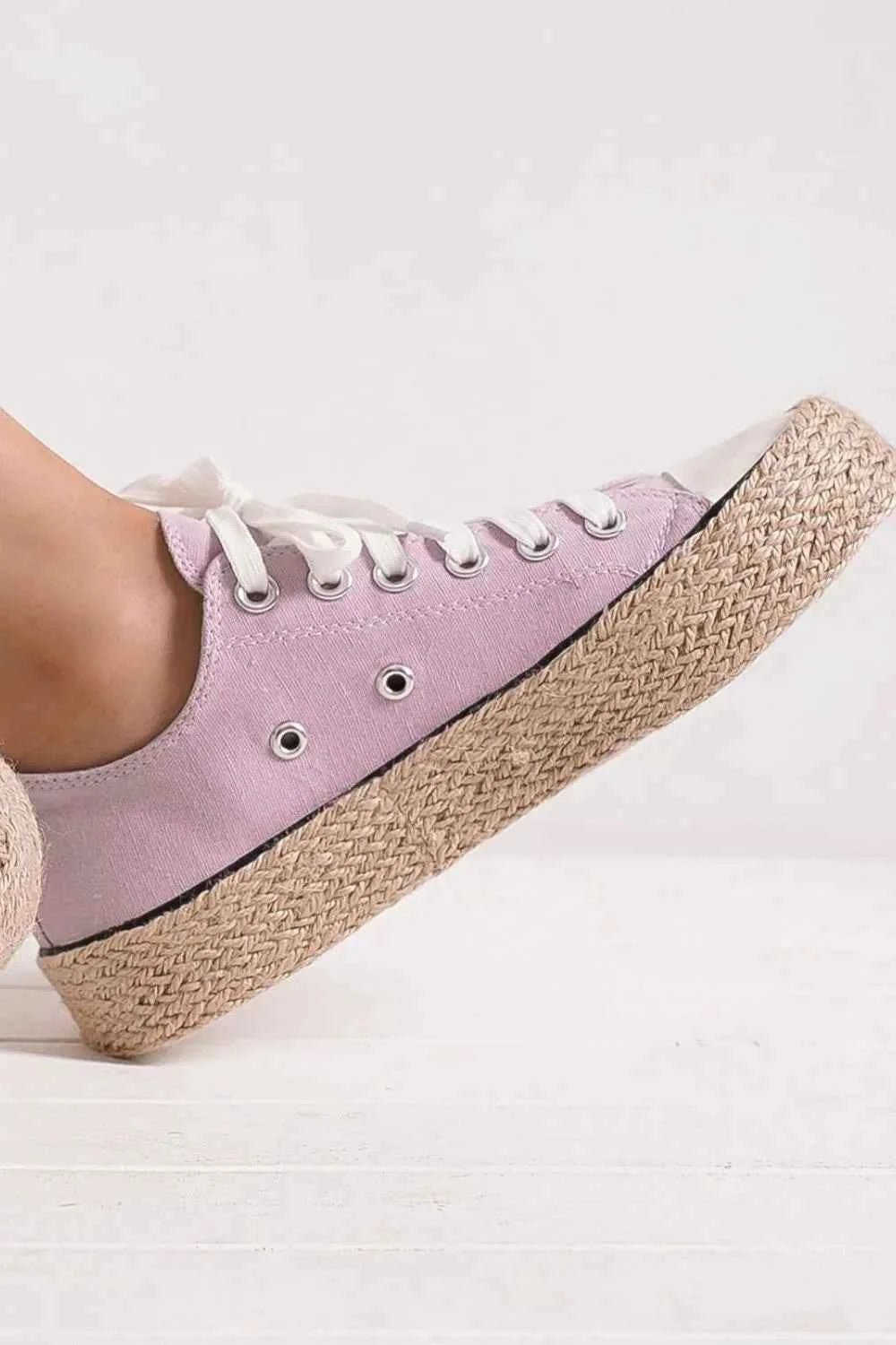 Beast Fashion Lace Up Woven Espadrille Sole Sneakers - Liorienne