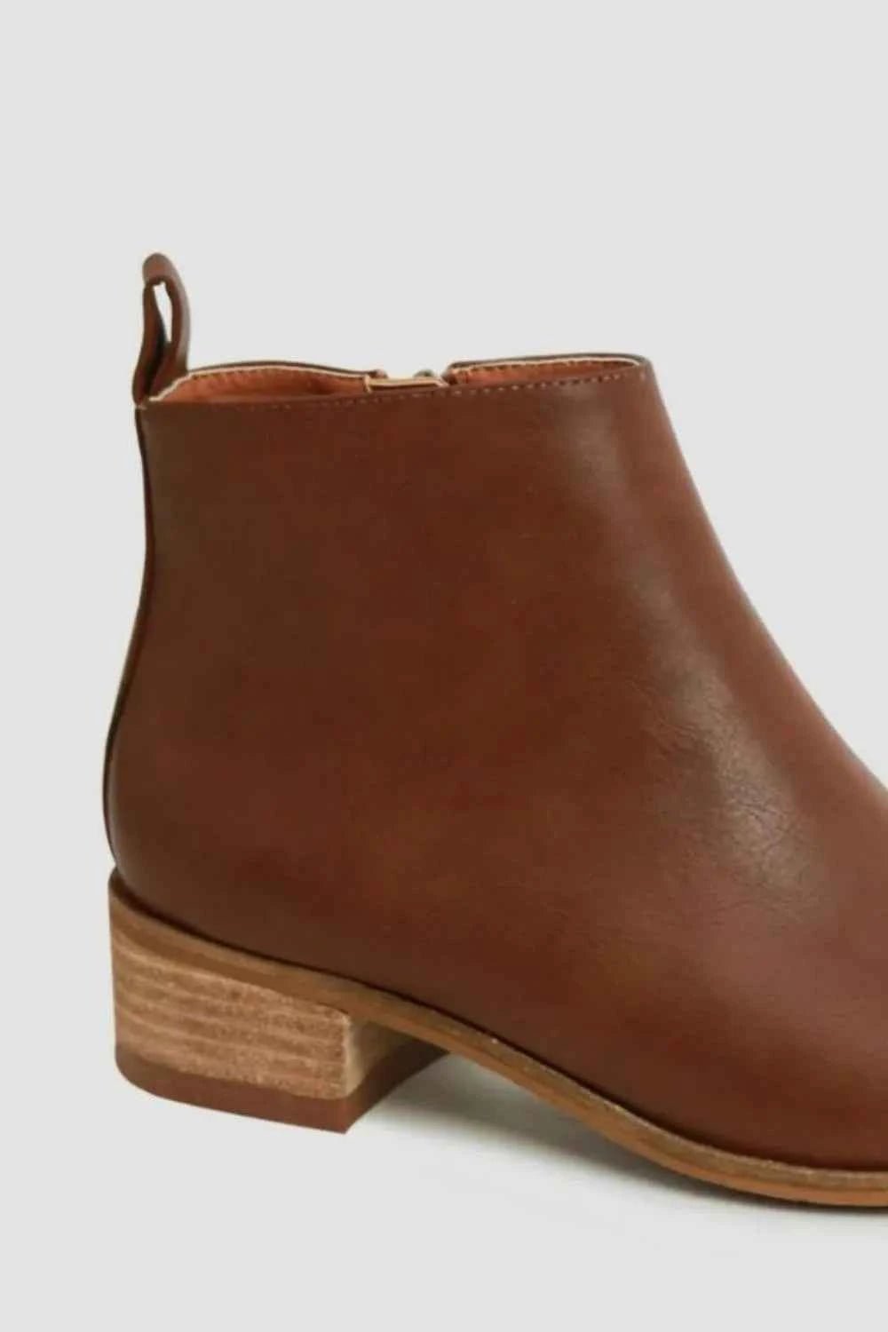 Beast Fashion PU Leather Block Heel Boots - Liorienne