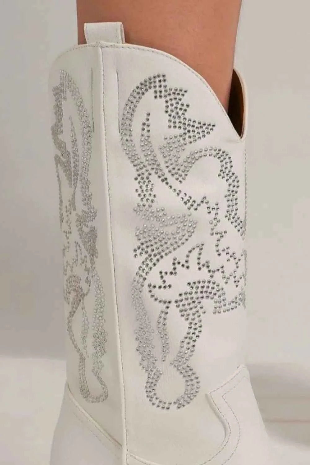 Beast Fashion Rhinestone Detail Point Toe Boots - Liorienne