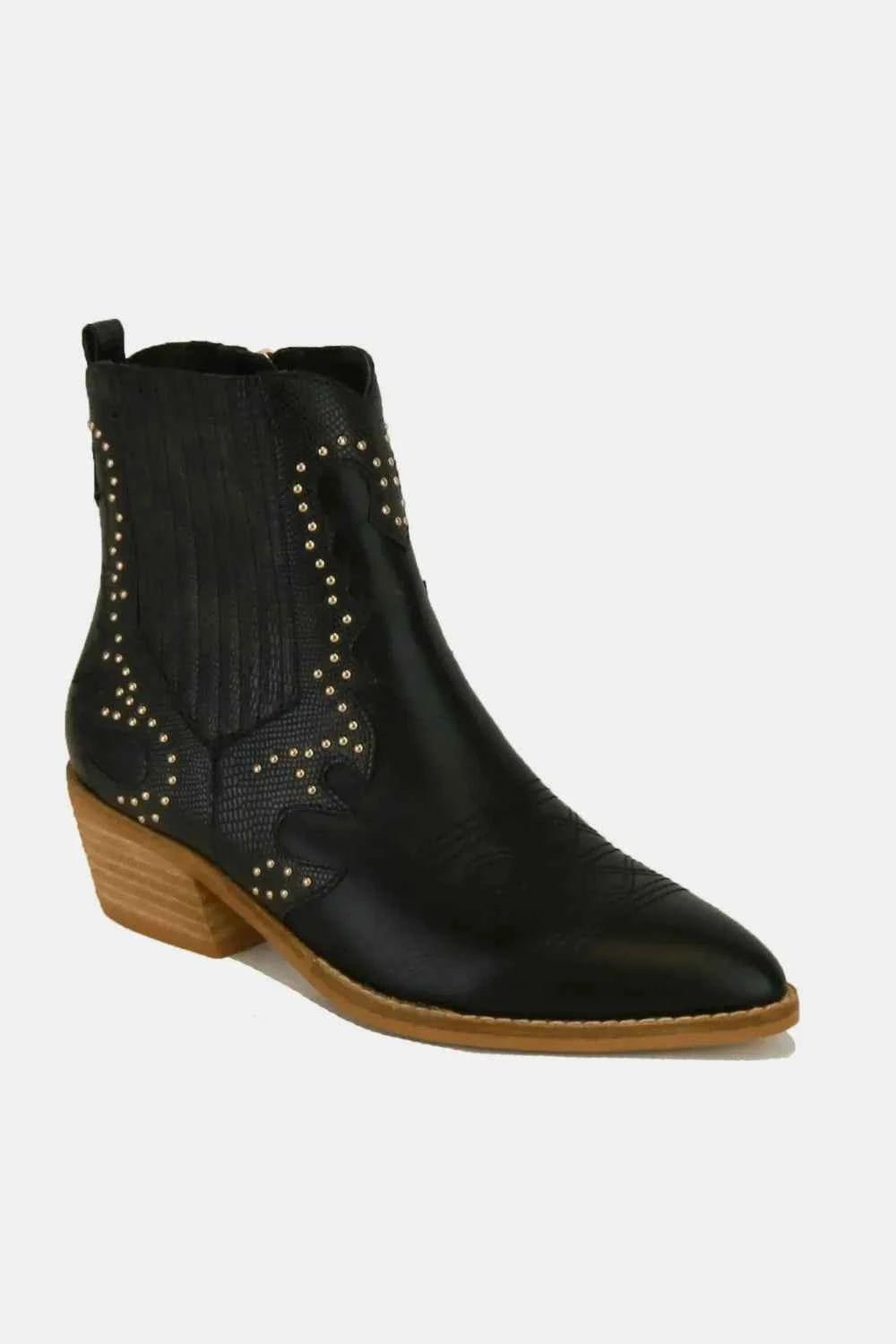 Beast Fashion Studded Detail Point Toe Boots - Liorienne