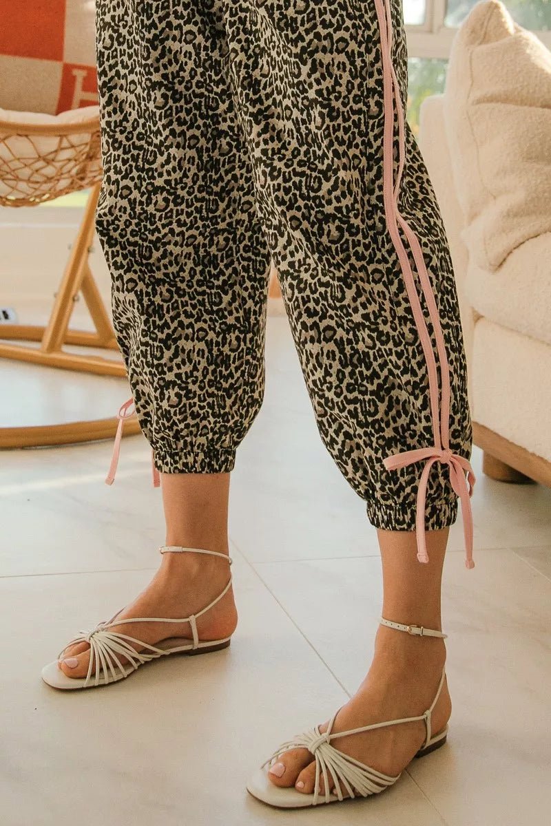BiBi Leopard Prtins With Side Line Details Drawstrings - Liorienne
