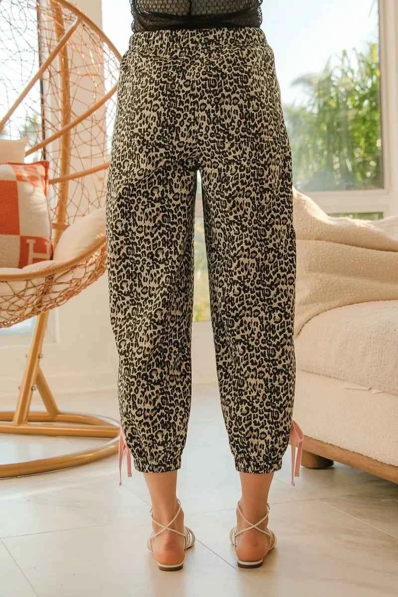BiBi Leopard Prtins With Side Line Details Drawstrings - Liorienne