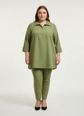 Blush Utility Button Front Roll Sleeve Blouse - Liorienne