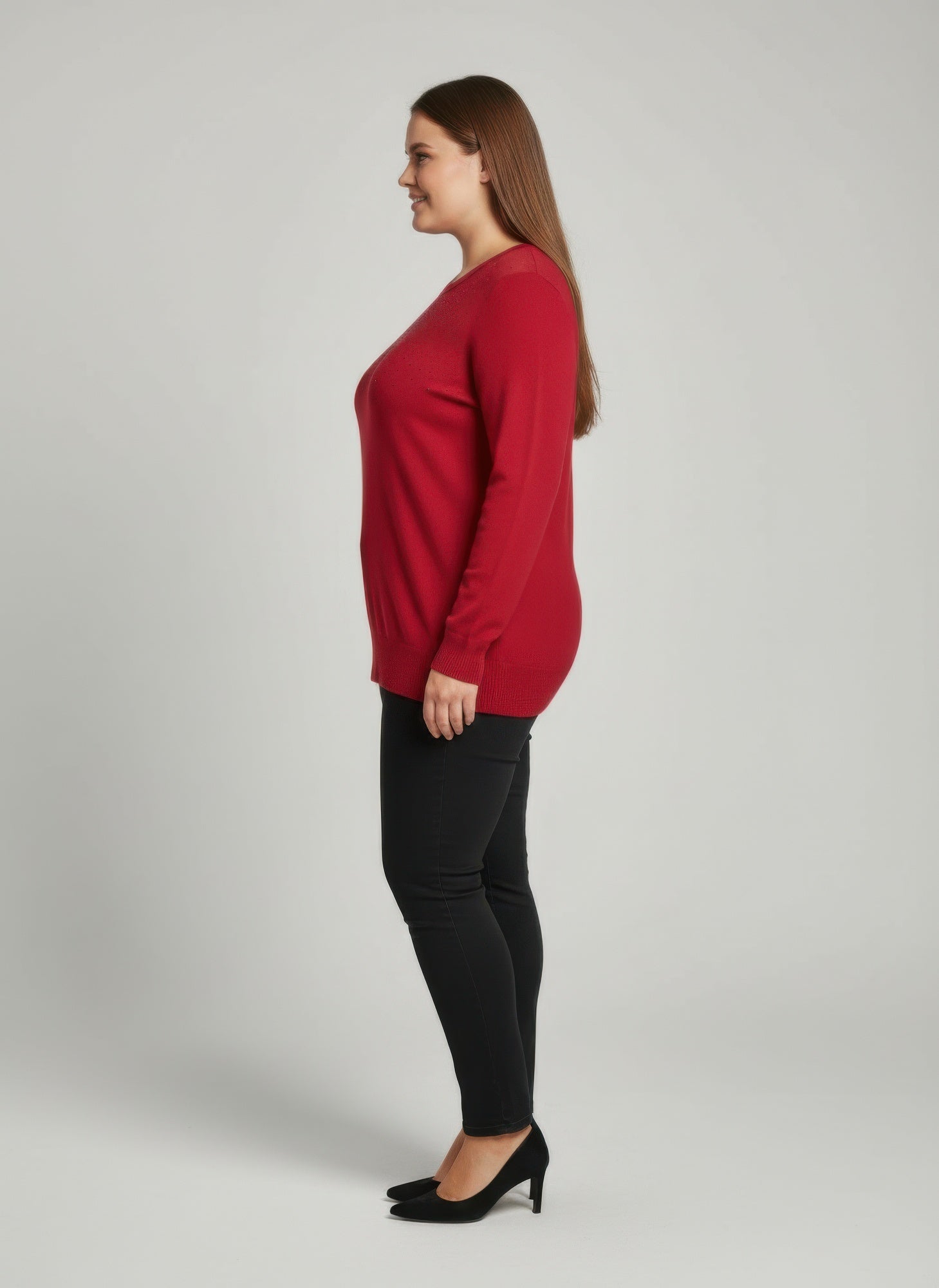 Burgundy Shimmer Detail Knit Tunic Top - Liorienne
