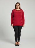 Burgundy Shimmer Detail Knit Tunic Top - Liorienne