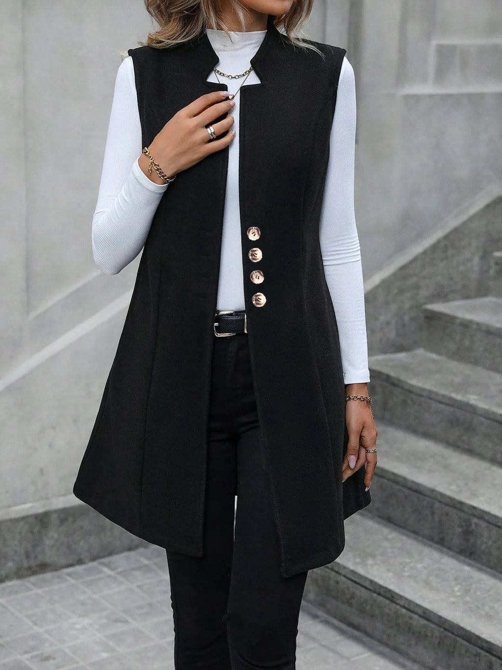 Button Up Longline Vest Coat - Excel Merchandise