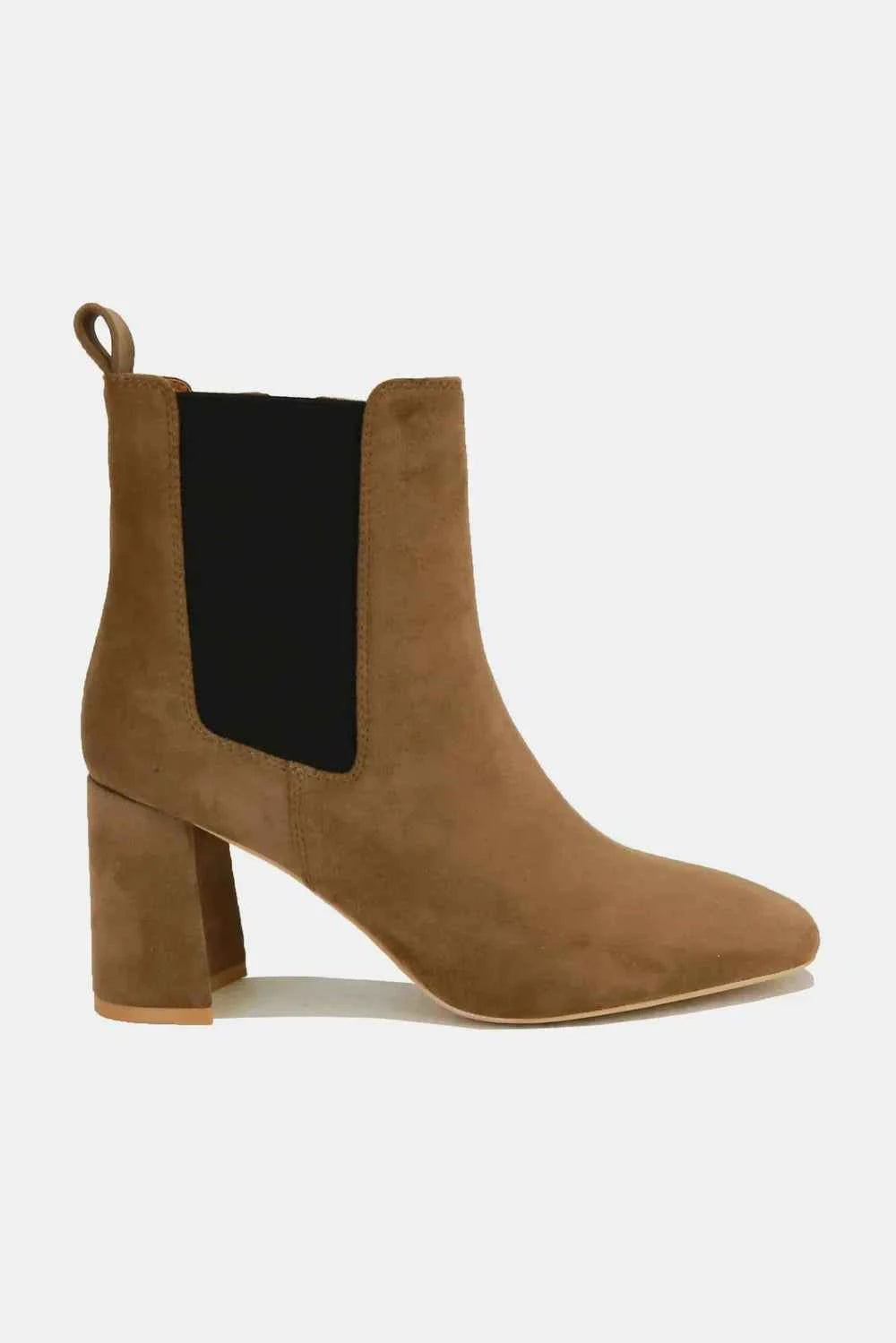 Faux Suede Block Heel Chelsea Boots - Beast Fashion